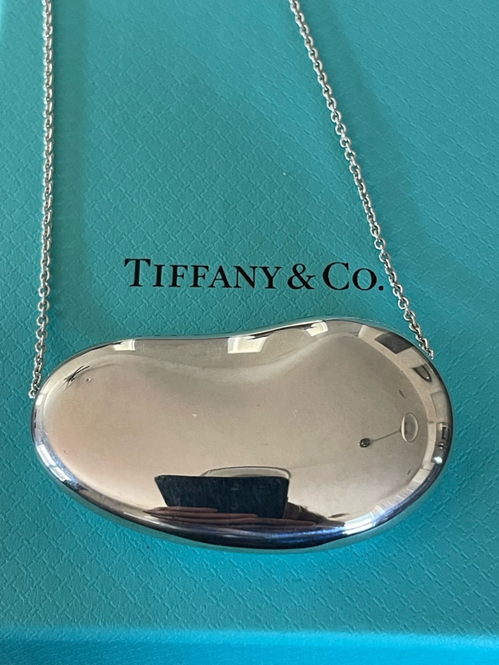 Tiffany & Co. Elsa Peretti Bean Pendant Necklace - Vintage XL Sterling Silver